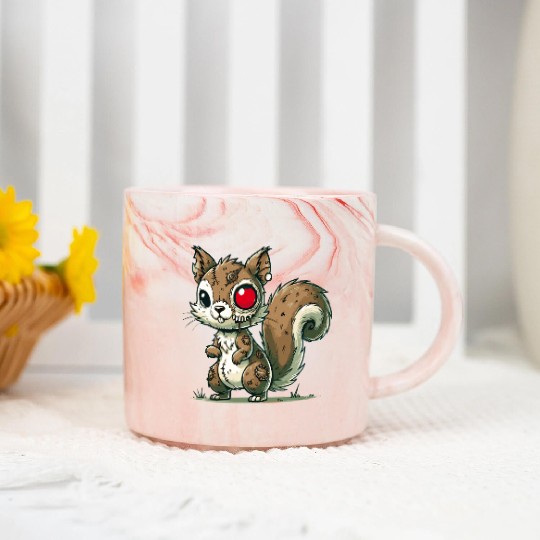scary zombie squirrel for Halloween fun Marble Mugs