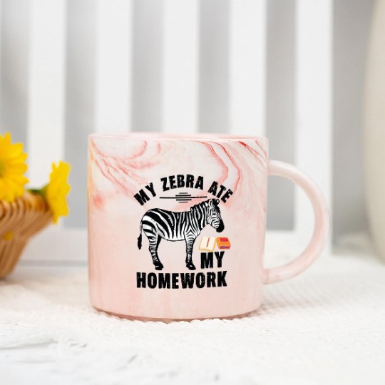 Funny My zebra Ate My Homework Animal Book Lover Marble Mugs