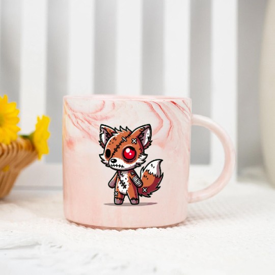 scary zombie fox for Halloween fun Marble Mugs