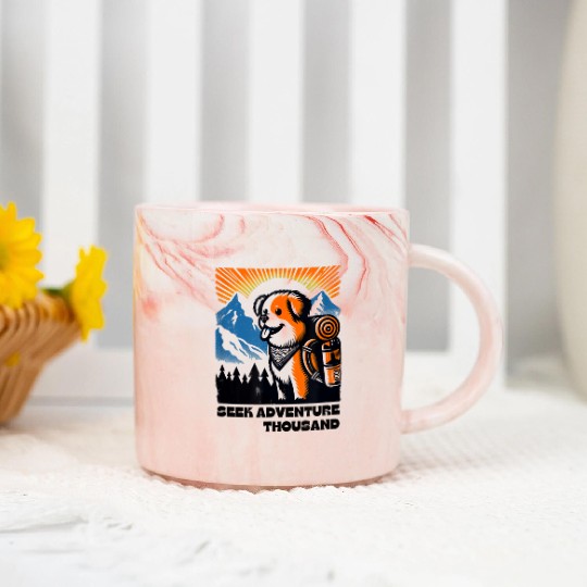 Unisex camping vintage travel dog Marble Mugs