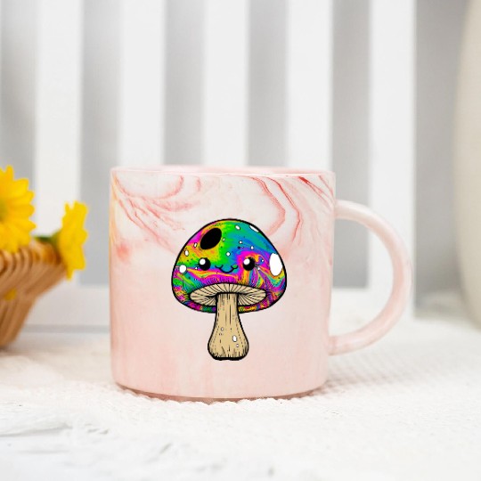 psychedelic Kawaii Mushroon Marble Mugs