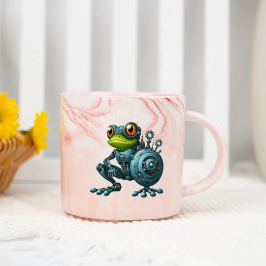 Cyborg Frog Toad Newt Robot Mech Design Marble Mugs
