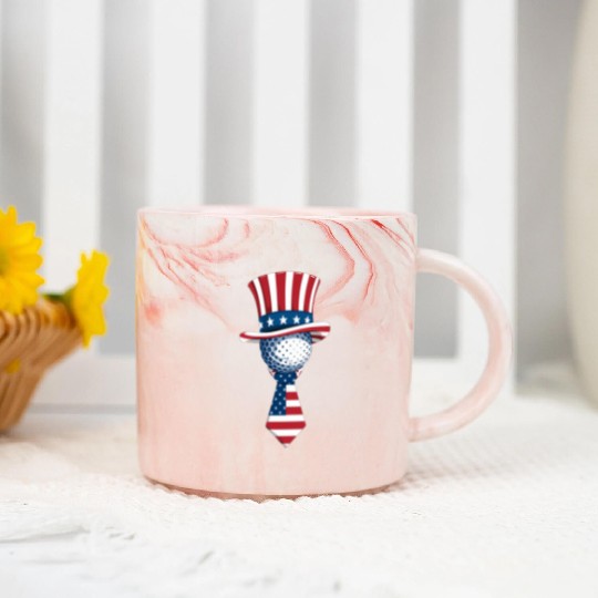 Patriotic Golf Ball with Stars and Stripes Hat Marble Mugs