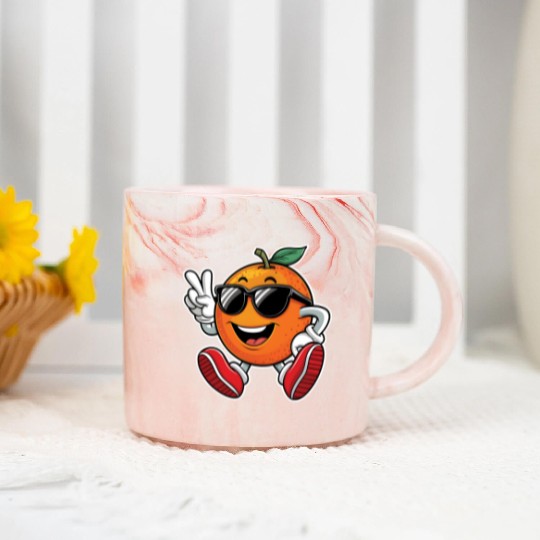 Funny Orange Fruit Relaxing Marble Mugs