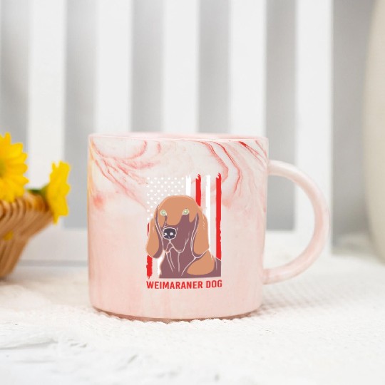 US Flag 4th Of July Patriotic Dog Weimaraner Lover Marble Mugs