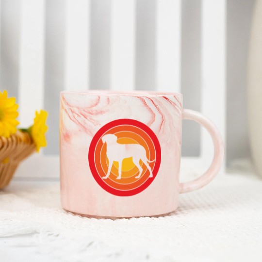 Retro Sunset Weimaraner Dog Silhouette Marble Mugs