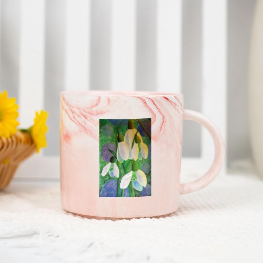 Snowdrops in Space Painting Marble Mugs