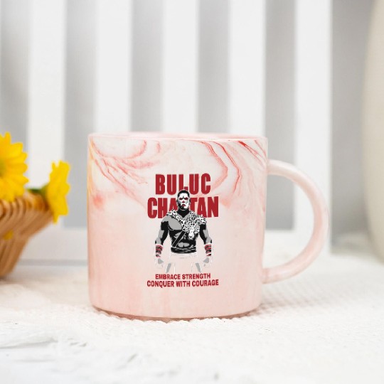 Maya God, Buluc Chabtan Embrace Strength Conquer Marble Mugs