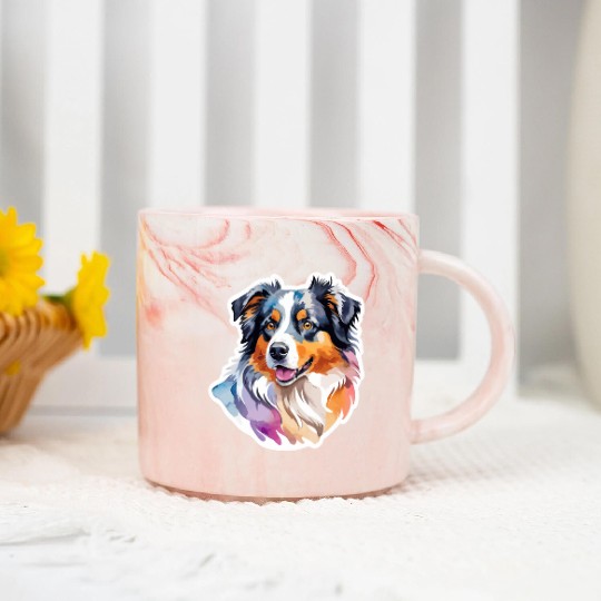 Australian Shepherd Watercolor Marble Mugs