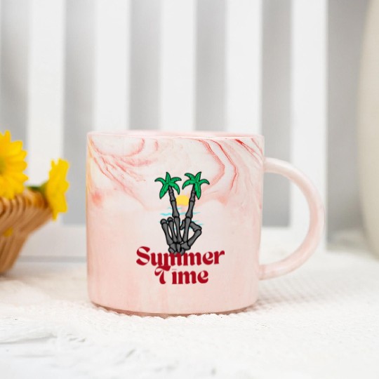 Tropical Summer Time Vibes Marble Mugs