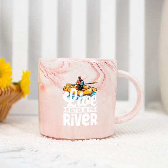 Live Is Better At The River White Water Rafting Marble Mugs