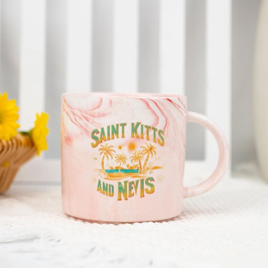 Saint Kitts And Nevis Souvenir Tropical Paradise Marble Mugs