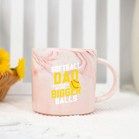 Bigger Balls Softball Dad Funny Daddy Father's Day Marble Mugs