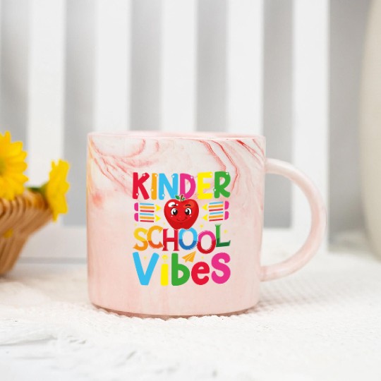 kindergarten vibes funny teacher, kids gift Marble Mugs