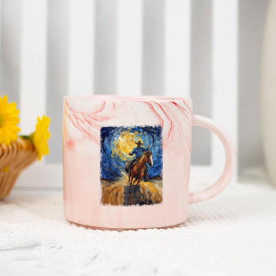 Barrel Racer Barrel Racing Rodeo Starry Night Pain Marble Mugs