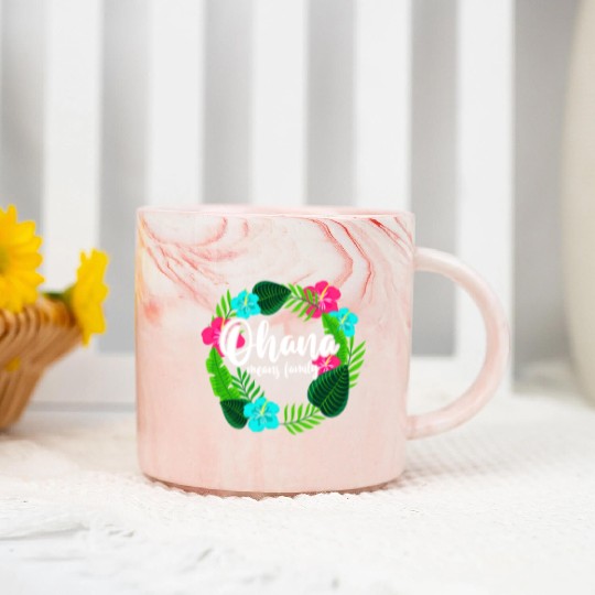 Ohana Means Family Hawaii Hibiscus Hawaiian Flower Marble Mugs