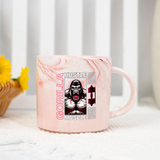 angry gorilla at the gym Marble Mugs