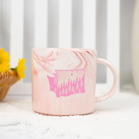 Washington DC Wild Outline State Marble Mugs