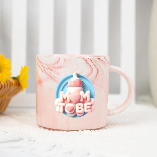 Cute Mom To Be Baby Announcement Design Marble Mugs
