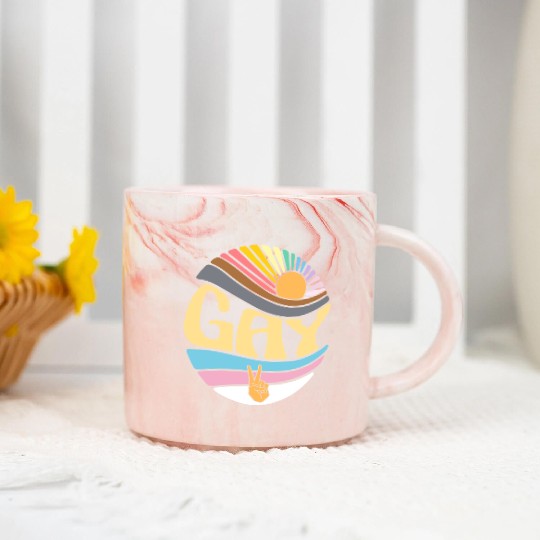 Vintage Gay Lesbian Pride Month - Groovy LGBT Marble Mugs