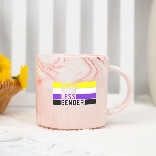 Non Binary Pride NB More Love Less Gender LGBTQ Marble Mugs