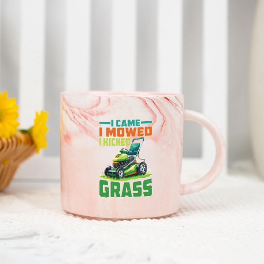 I Came I Mowed I Kicked Grass 2 Marble Mugs