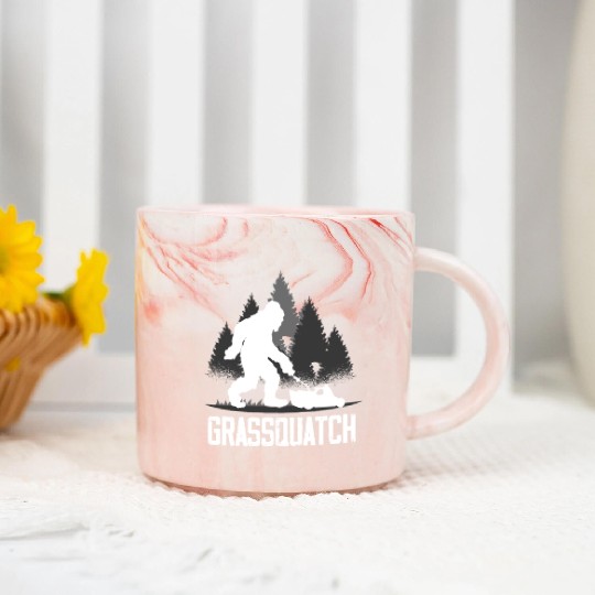 Landscaper Gardener Bigfoot Lawn Mowing Marble Mugs