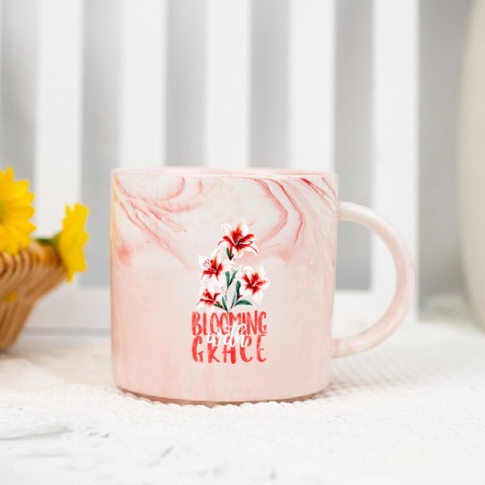 Elegant Red Azalea Watercolor Marble Mugs