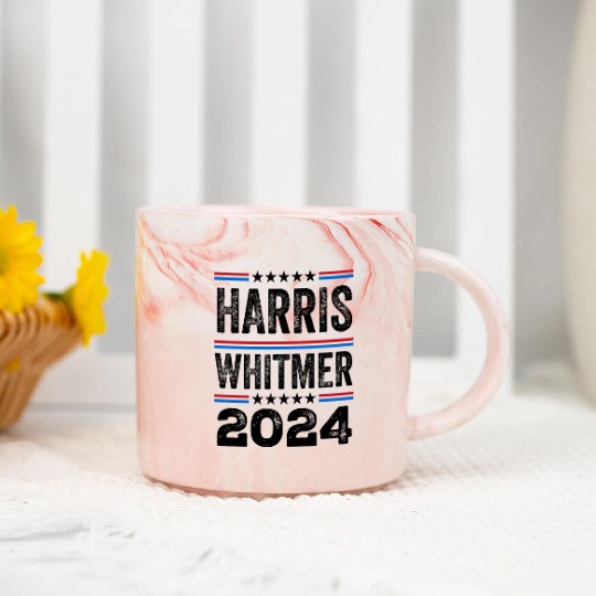 Kamala Harris Whitmer 2024 US Election Democrat Marble Mugs