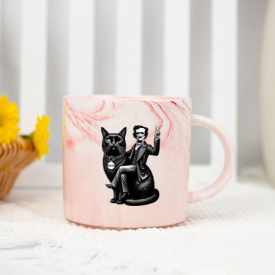 Edgar Allan Poe Riding Marble Mugs