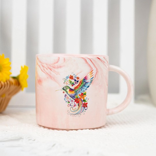 Hummingbird Flowers Colorful Hummindgbird Marble Mugs
