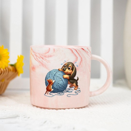 Fun Animal Image Marble Mugs