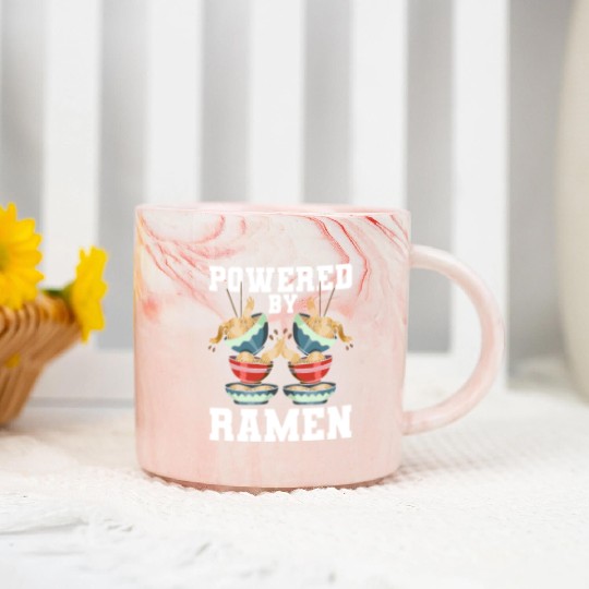 Powered By Ramen Anime Japanese Soup Cup Noodle Marble Mugs