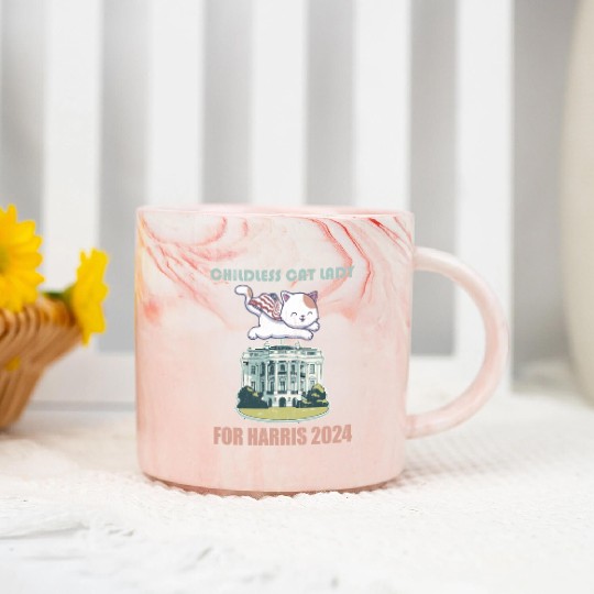 Childless cat lady for Harris 2024 Marble Mugs