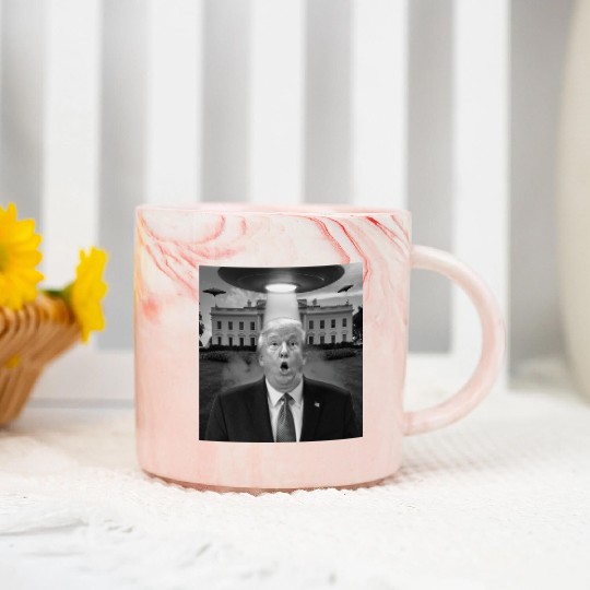 Funny Trump Shocked by UFOs at the White House Marble Mugs