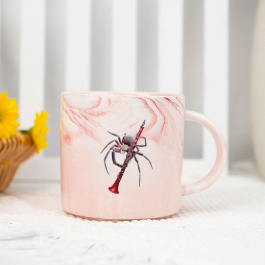 Spider Playing Clarinet Realistic Marble Mugs