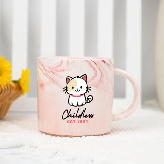 Childless Cat Lady, cat-loving lifestyle Marble Mugs