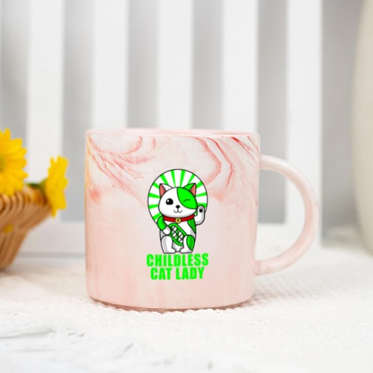 childless cat lady Marble Mugs