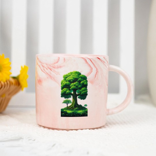 Enchanted Forest Motif - Whimsical Nature-Inspired Marble Mugs