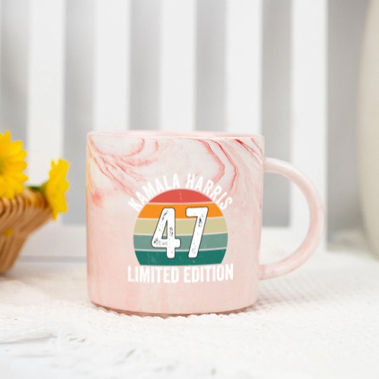 Kamala Harris 47 Limited Edition Vintage Sunset Marble Mugs