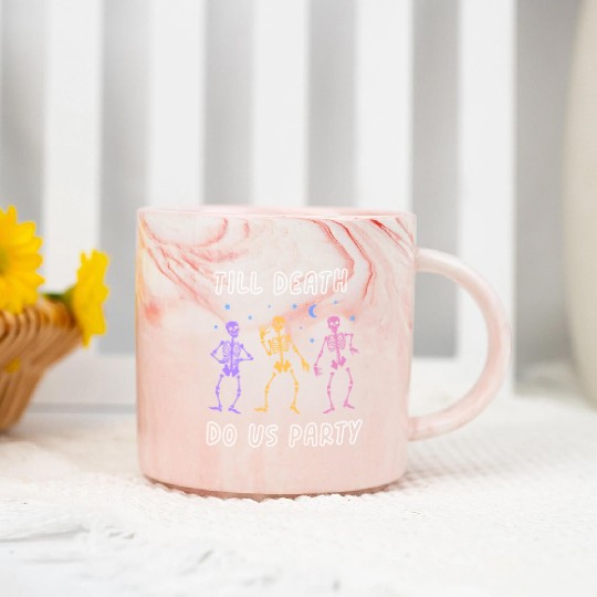 Til Death Do Us Party Halloween Dancing Skeleton Marble Mugs