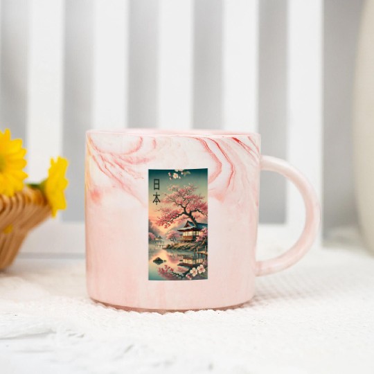 Japan church flowers design Marble Mugs