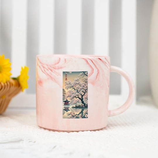 Japan church flowers art design Marble Mugs