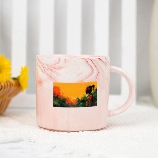 Digital Warrior: Tropical Twilight Marble Mugs