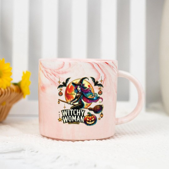 Couple Halloween Husband Witchy Woman Halloween Marble Mugs