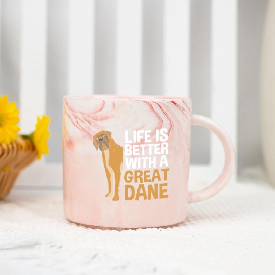 Funny Dog Lovers Life Is Better With A Great Dane Marble Mugs