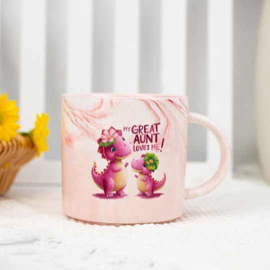 Dinosaurs My Great Aunt Loves Me Marble Mugs