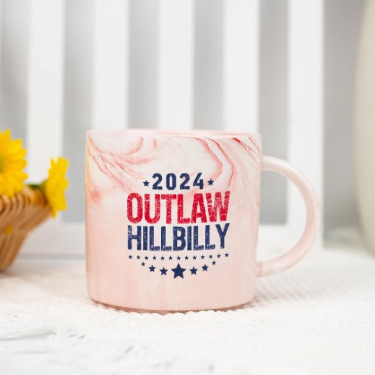Trump Vance 2024 Outlaw Hillbilly US Flag Marble Mugs