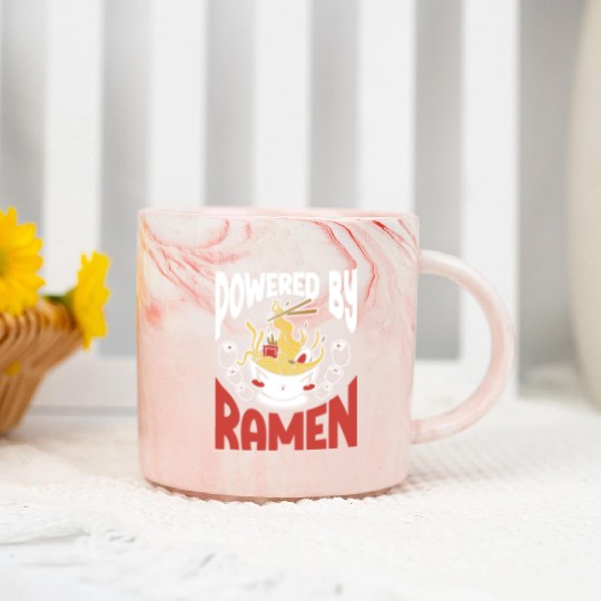 Powered By Ramen Anime Japanese Soup Cup Noodle Marble Mugs