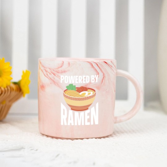 Powered By Ramen Anime Japanese Soup Cup Noodle Marble Mugs